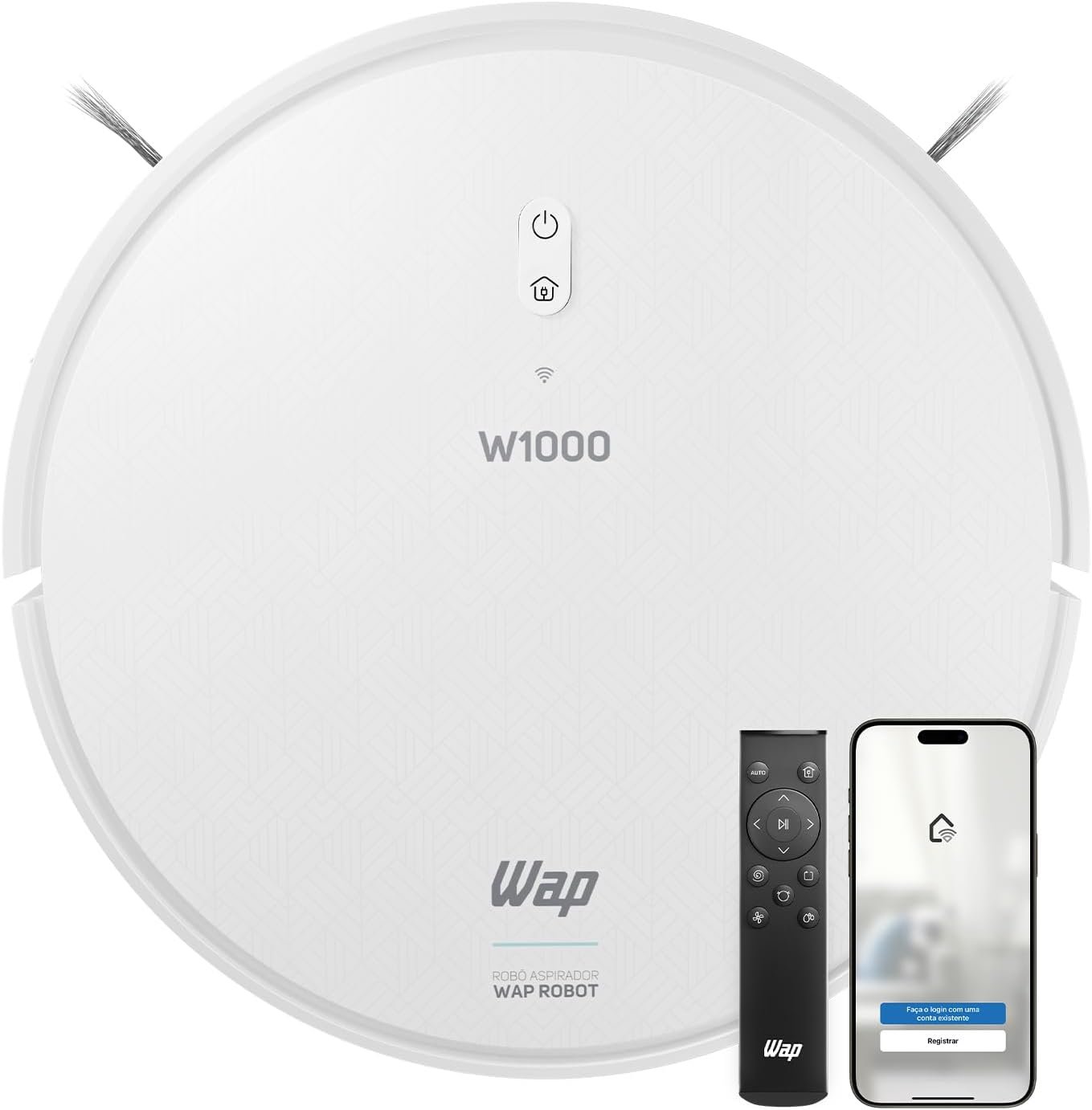 
WAP Robô Aspirador de Pó ROBOT W1000 Mapeamento de Tempo Real GYRO, Base de Carregamento