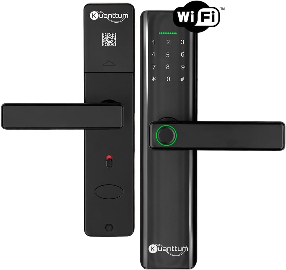 Kuanttum Smart Lock: Conectividade Total com Wi-Fi Integrado Fechadura digital inteligente Kuanttum com teclado touch, leitor biométrico e conectividade Wi-Fi.